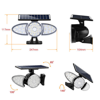 3 свет стены солнечного датчика СИД голов 100-400LM 38PCS для тропы