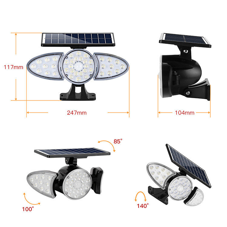 3 свет стены солнечного датчика СИД голов 100-400LM 38PCS для тропы