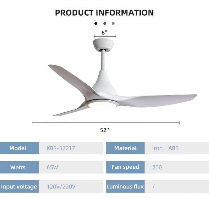 Ресторан легких лезвий ABS 52Inch 3 утюга установки декоративный домашний привел свет потолочного вентилятора